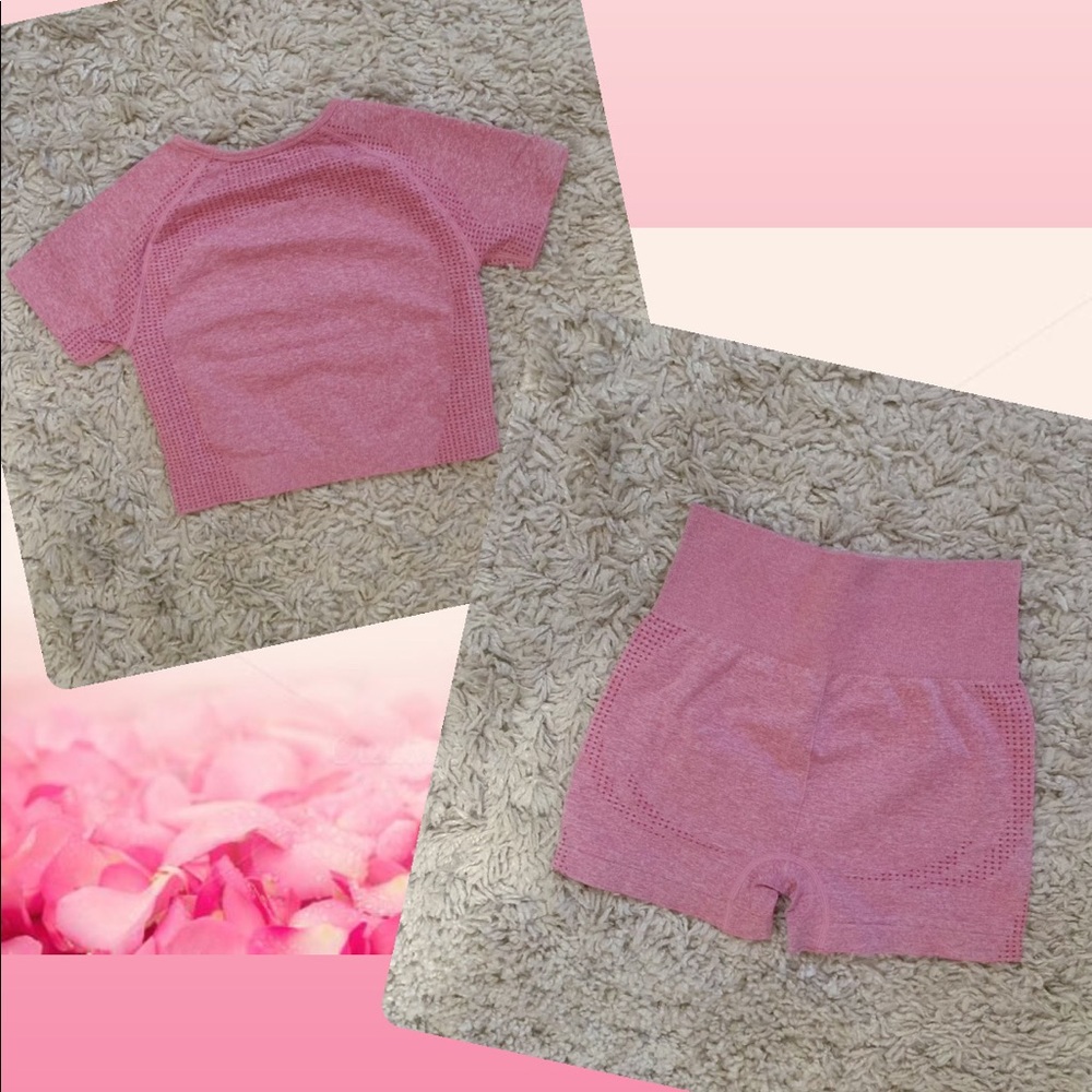3Pc Pink Vital Seamless Set (Shorts,Leggings,Top) - Picture 5 of 5